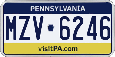 PA license plate MZV6246