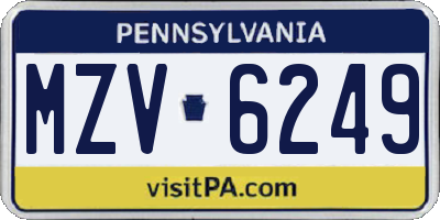 PA license plate MZV6249