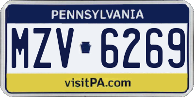 PA license plate MZV6269