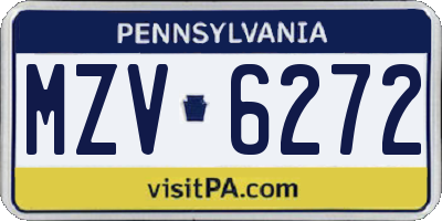 PA license plate MZV6272