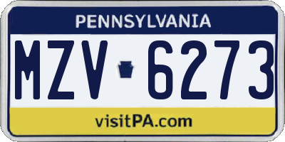 PA license plate MZV6273