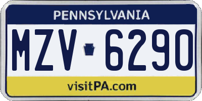 PA license plate MZV6290