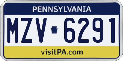 PA license plate MZV6291