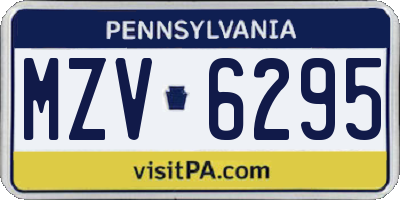 PA license plate MZV6295