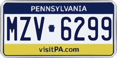 PA license plate MZV6299