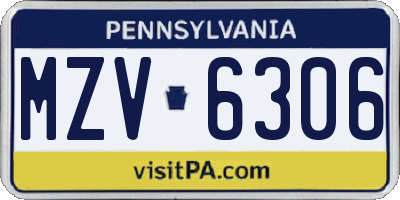 PA license plate MZV6306