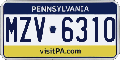 PA license plate MZV6310