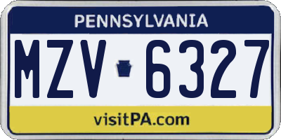 PA license plate MZV6327
