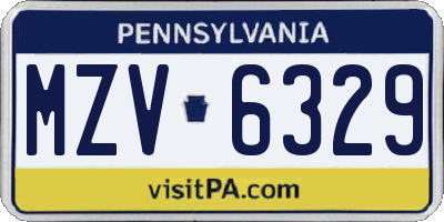 PA license plate MZV6329