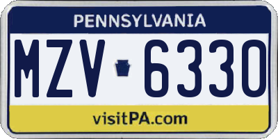 PA license plate MZV6330
