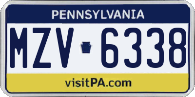 PA license plate MZV6338