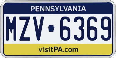 PA license plate MZV6369