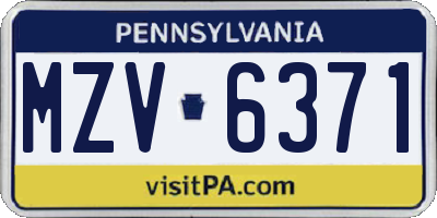 PA license plate MZV6371