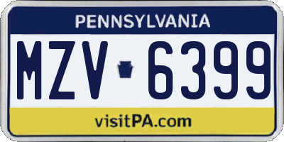 PA license plate MZV6399