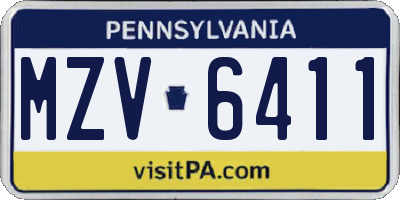 PA license plate MZV6411