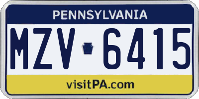 PA license plate MZV6415