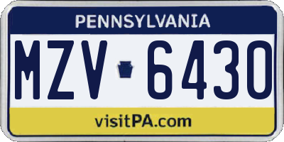 PA license plate MZV6430