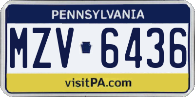 PA license plate MZV6436
