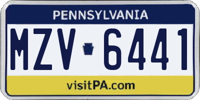 PA license plate MZV6441
