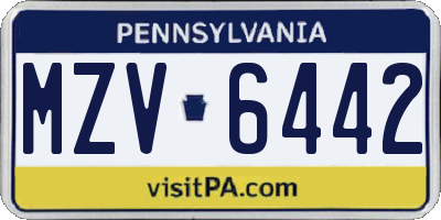 PA license plate MZV6442
