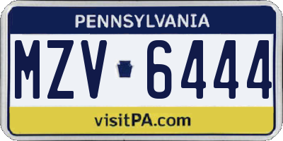 PA license plate MZV6444