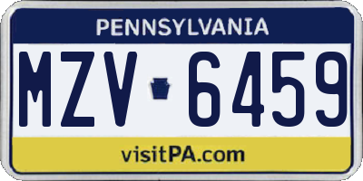 PA license plate MZV6459