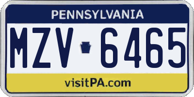 PA license plate MZV6465