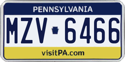 PA license plate MZV6466