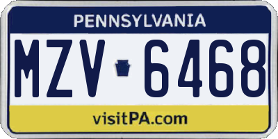 PA license plate MZV6468