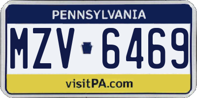 PA license plate MZV6469