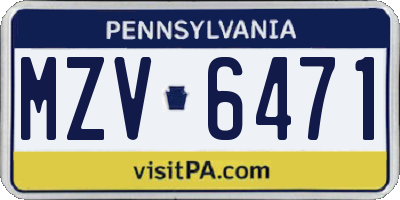 PA license plate MZV6471