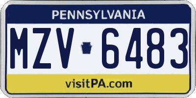 PA license plate MZV6483