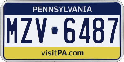 PA license plate MZV6487