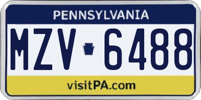 PA license plate MZV6488