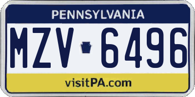 PA license plate MZV6496