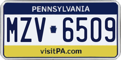 PA license plate MZV6509
