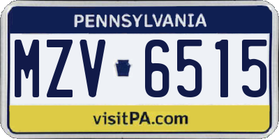 PA license plate MZV6515