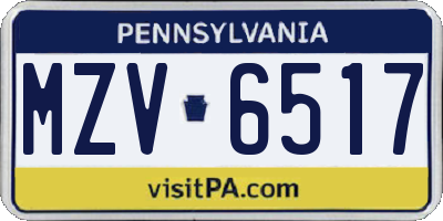 PA license plate MZV6517