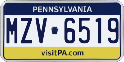 PA license plate MZV6519