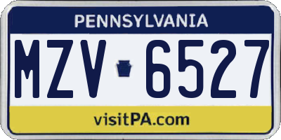 PA license plate MZV6527