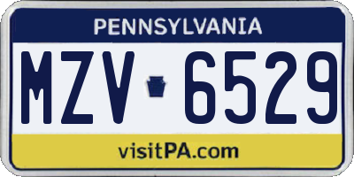 PA license plate MZV6529
