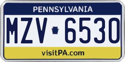 PA license plate MZV6530