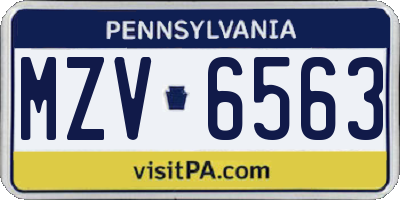 PA license plate MZV6563