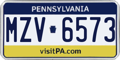 PA license plate MZV6573