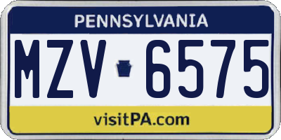 PA license plate MZV6575
