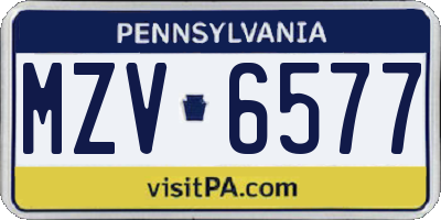 PA license plate MZV6577
