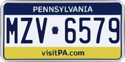 PA license plate MZV6579
