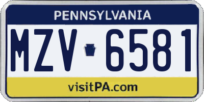 PA license plate MZV6581