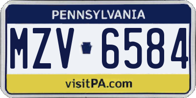 PA license plate MZV6584