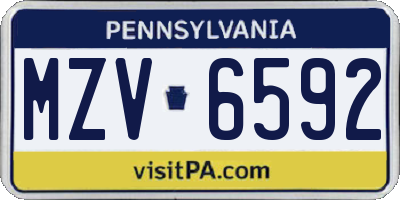 PA license plate MZV6592